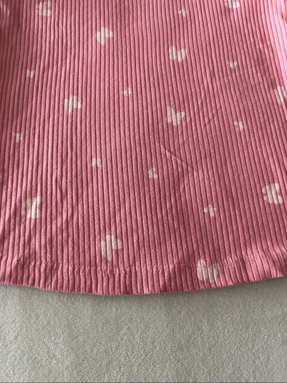 Girls' Pink Ribbed Short Sleeve Top